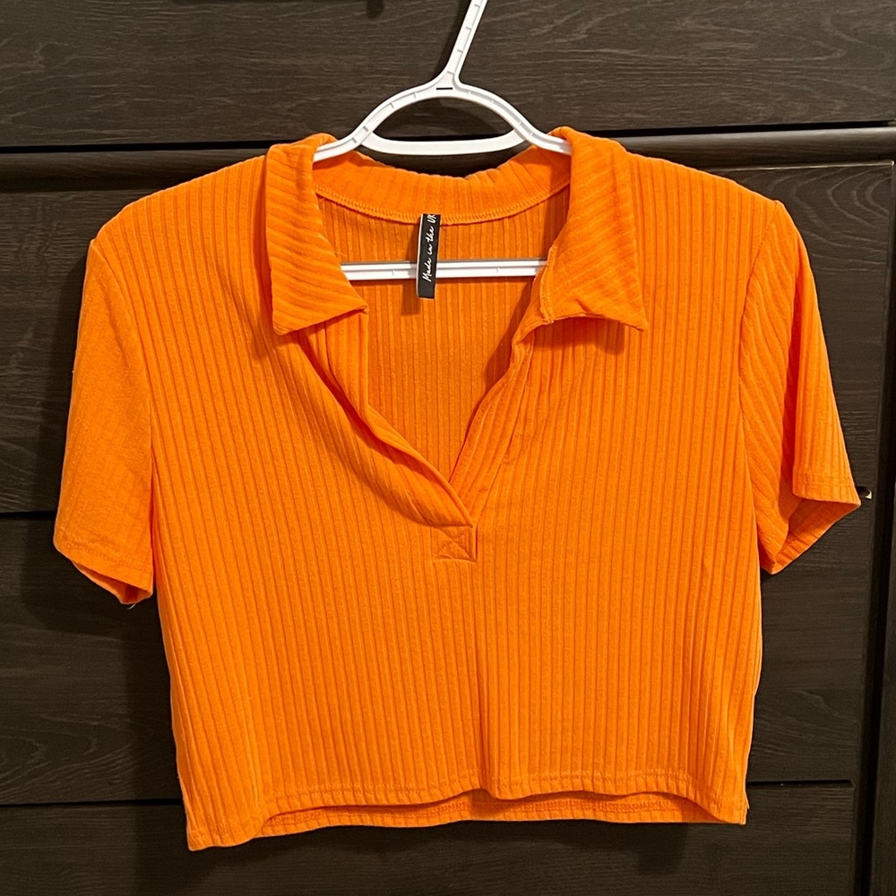 short sleeve polo shirt in orange